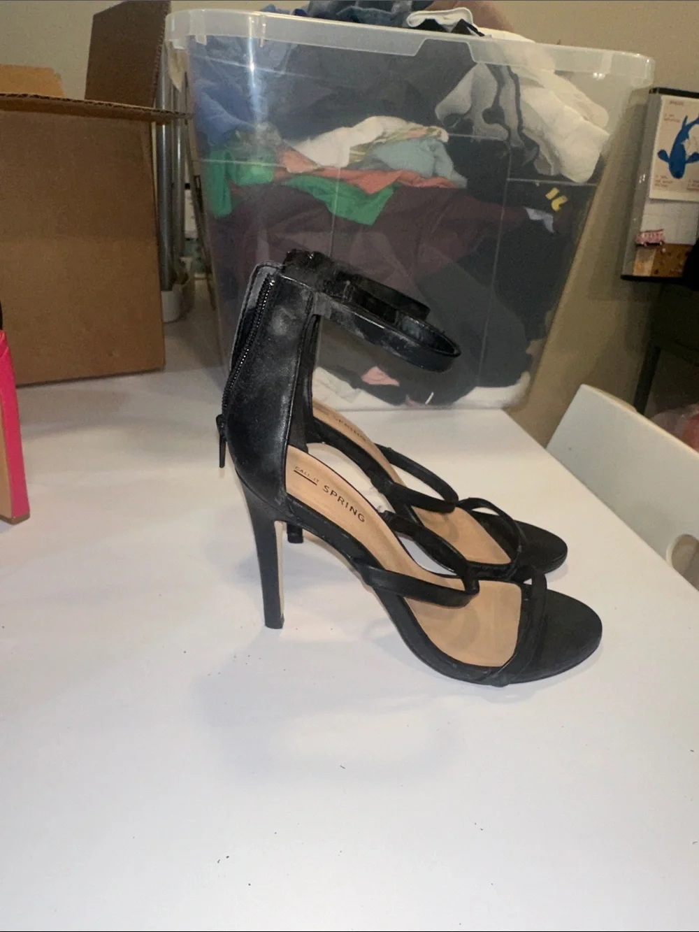 Call It Spring Black Strappy Ankle Strap Heels